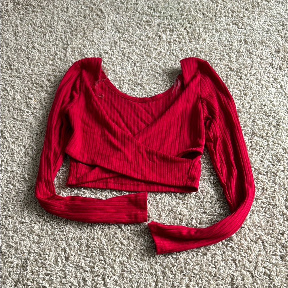 XS red long sleeve crop top